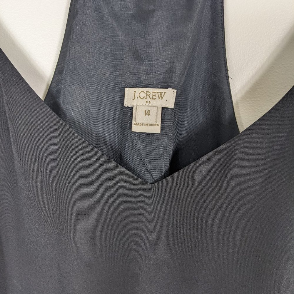 J. Crew Black Silk Like Racer Back Slip Dress Plus Size 14 - Picture 5 of 10